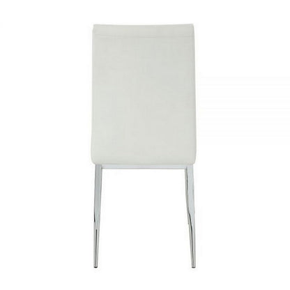 Kami 22 Inch Dining Chair, Set of 2, Tufted Backrest, Beige and Chrome