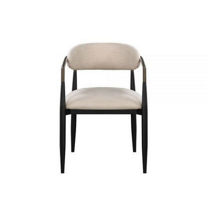 Jerry 23 Inch Dining Chair, Set of 2, Fabric Upholstered, Beige and Black