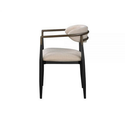 Jerry 23 Inch Dining Chair, Set of 2, Fabric Upholstered, Beige and Black