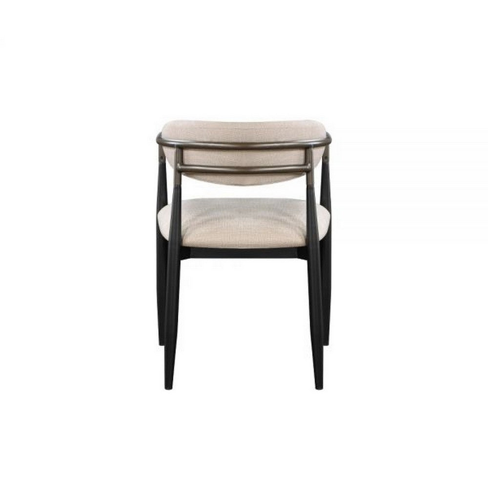 Jerry 23 Inch Dining Chair, Set of 2, Fabric Upholstered, Beige and Black