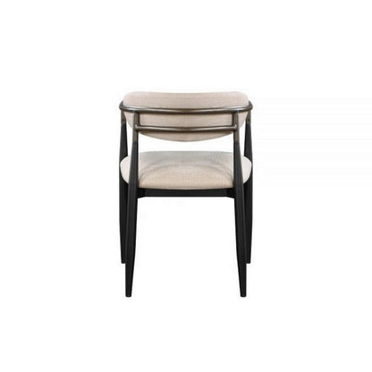Jerry 23 Inch Dining Chair, Set of 2, Fabric Upholstered, Beige and Black