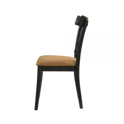 Hilly 21 Inch Dining Chair, Set of 2, Crossbuck Backrest, Brown and Black