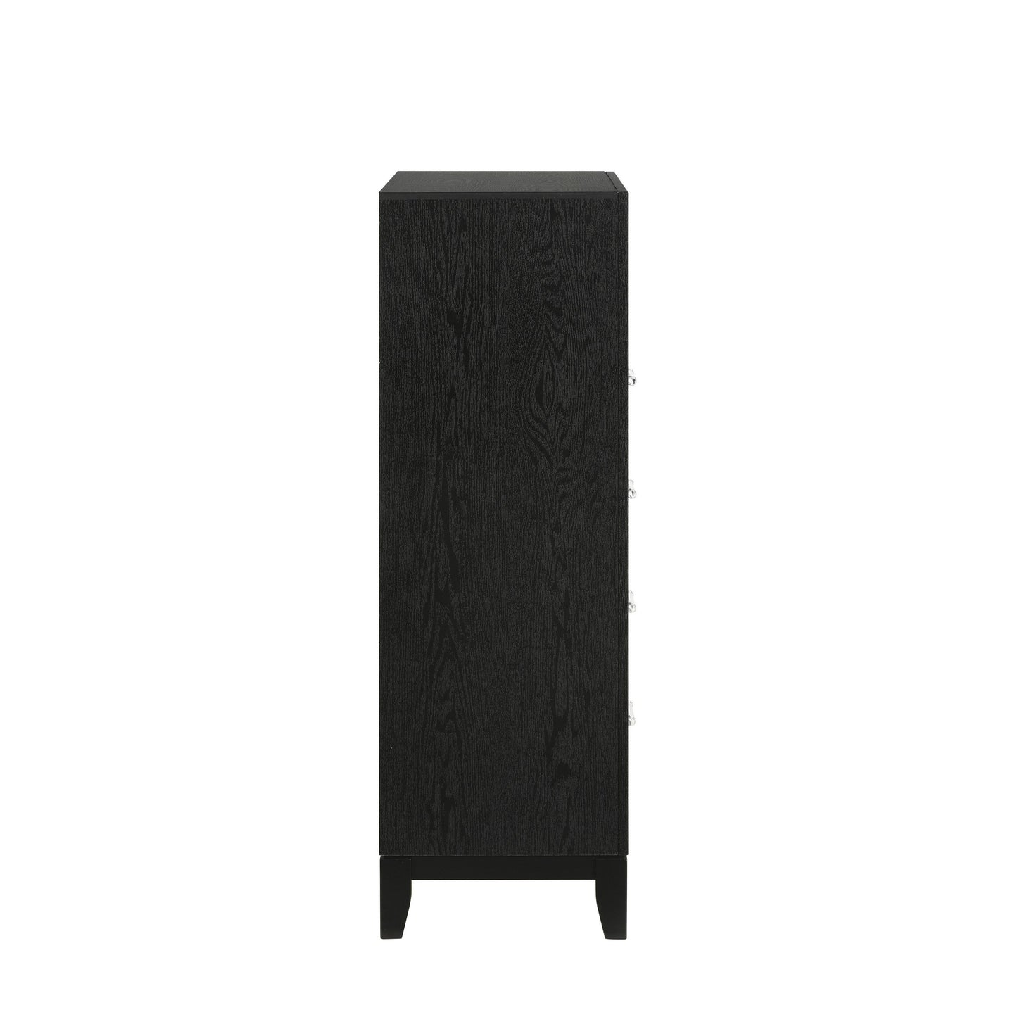 Kira 50 Inch Tall Dresser Chest, 5 Dovetail Drawers, Black Rubberwood