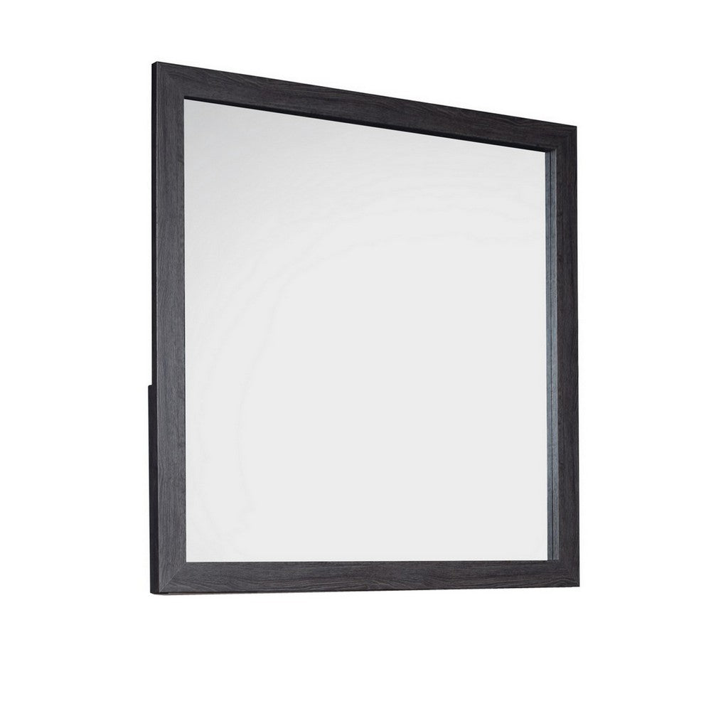 Lala 40 x 40 Inch Dresser Mirror, Modern Rectangular Shape, Black Finish