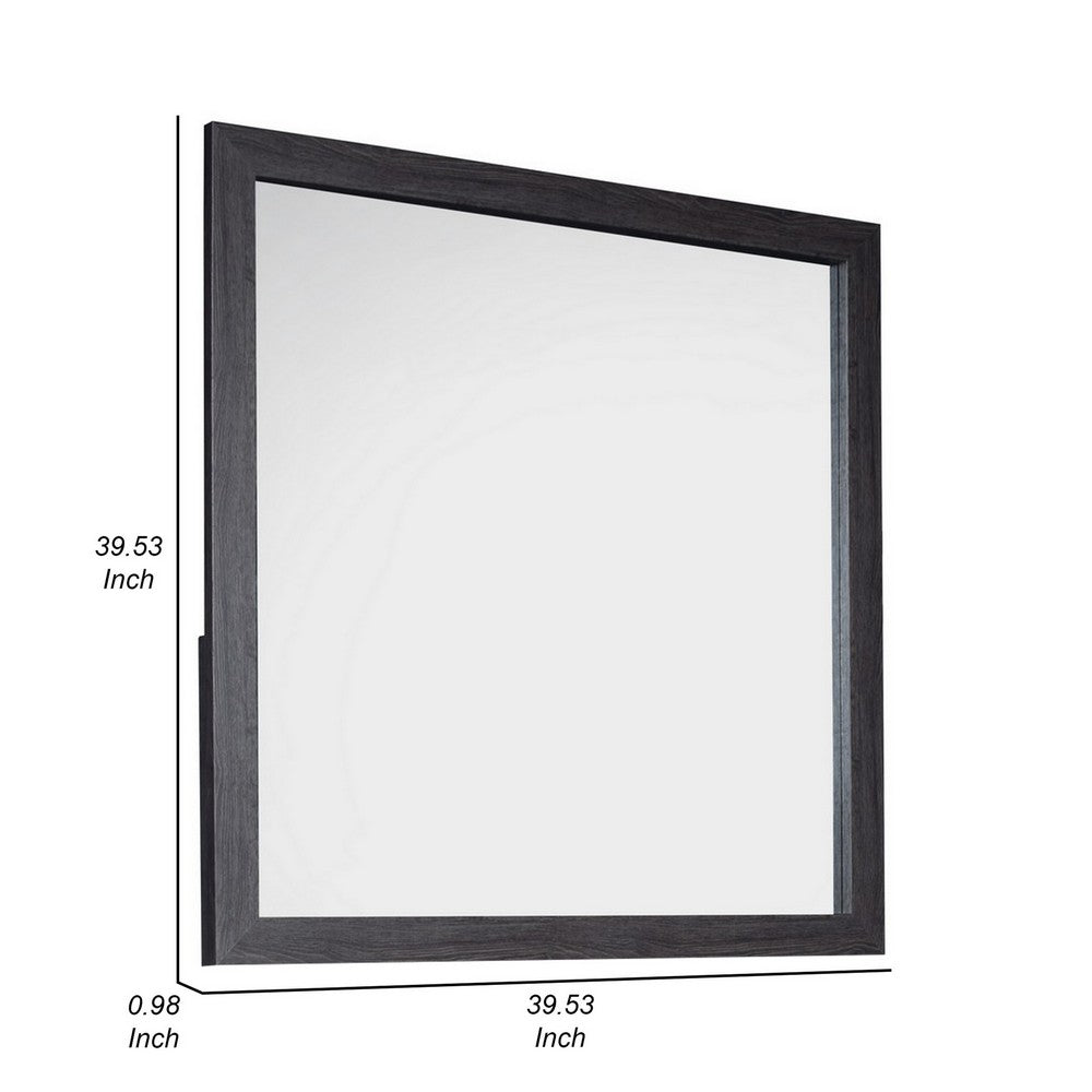 Lala 40 x 40 Inch Dresser Mirror, Modern Rectangular Shape, Black Finish
