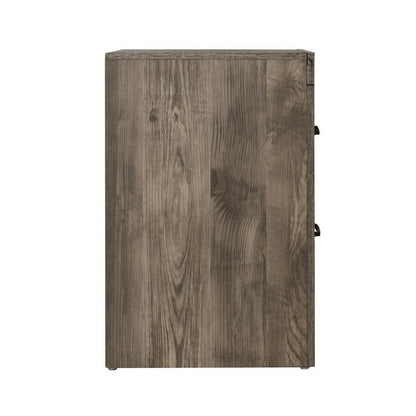 Ent 24 Inch Nightstand, 2 Drawers with Black Handles, Greige Brown Finish