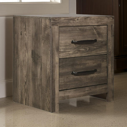 Ent 24 Inch Nightstand, 2 Drawers with Black Handles, Greige Brown Finish