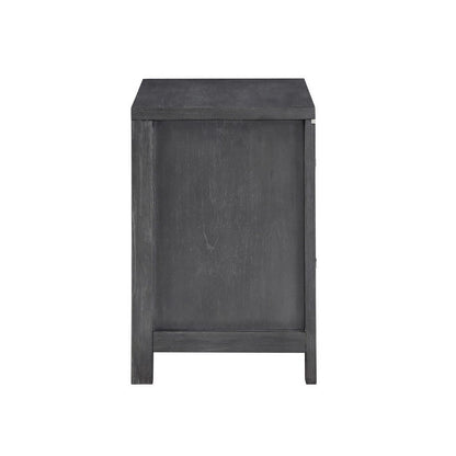 Tal 27 Inch Nightstand, 2 Drawers with Chrome Handles, Charcoal Gray Finish