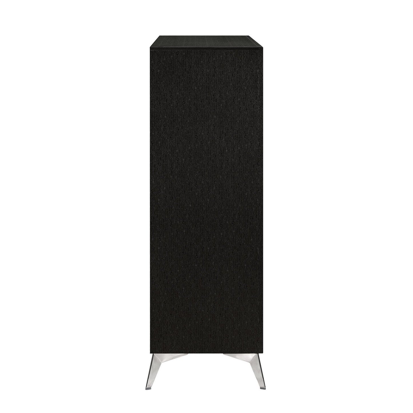 Sami 49 Inch Tall Dresser, 5 Drawers, Mirror Trim, Embossed Texture, Black