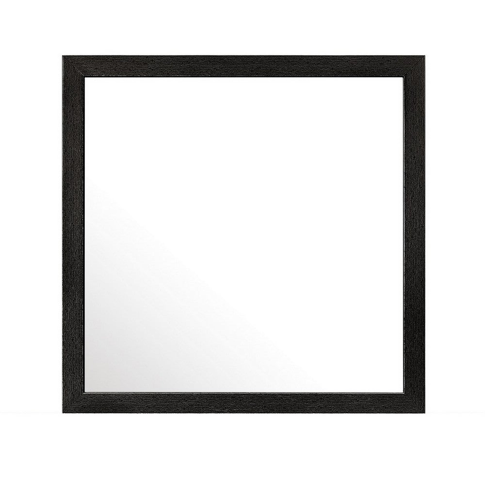 Sami 40 x 40 Dresser Mirror, Embossed Texture, Modern Style, Black Wood