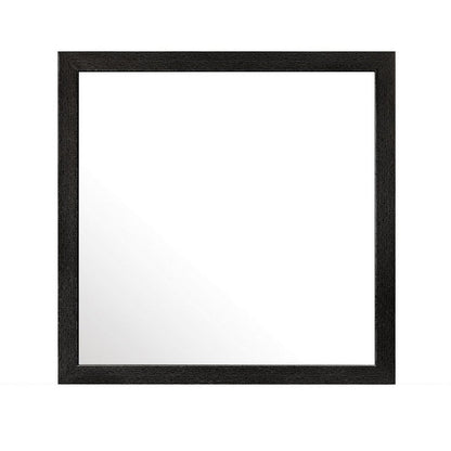 Sami 40 x 40 Dresser Mirror, Embossed Texture, Modern Style, Black Wood