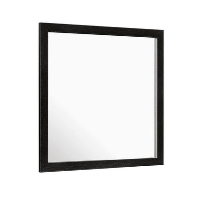 Sami 40 x 40 Dresser Mirror, Embossed Texture, Modern Style, Black Wood