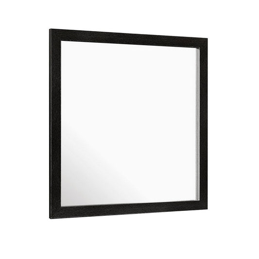 Sami 40 x 40 Dresser Mirror, Embossed Texture, Modern Style, Black Wood