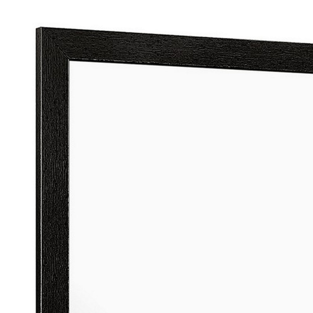 Sami 40 x 40 Dresser Mirror, Embossed Texture, Modern Style, Black Wood