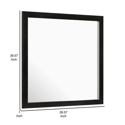 Sami 40 x 40 Dresser Mirror, Embossed Texture, Modern Style, Black Wood