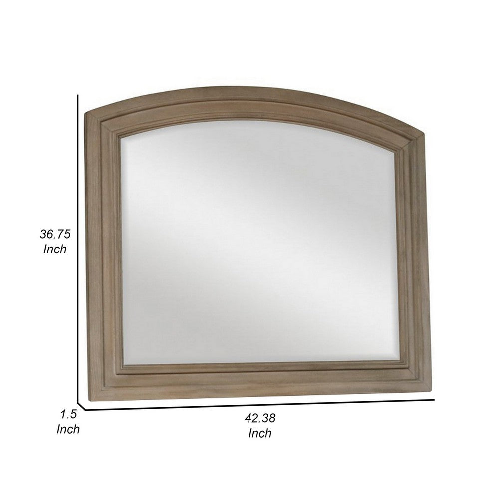 Jira 37 x 42 Dresser Mirror, Arched Curve, Multistep Brushed, Gray Wood