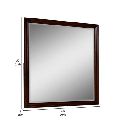 Umi 39 x 39 Dresser Mirror, Molded Design Solid Wood Cherry Square Frame