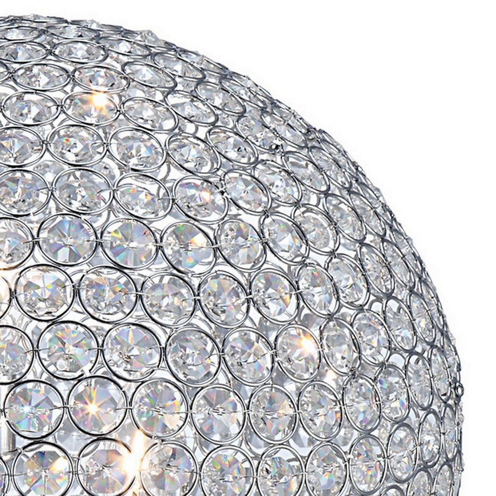 Hazel 17 Inch Table Lamp, Crystal, LED Globe Shade, Metal,  Clear Finish