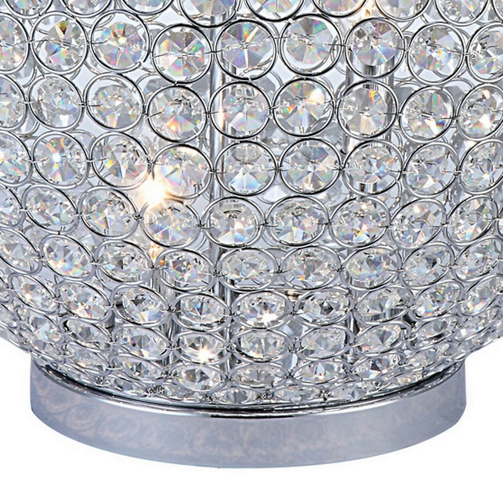 Hazel 17 Inch Table Lamp, Crystal, LED Globe Shade, Metal,  Clear Finish