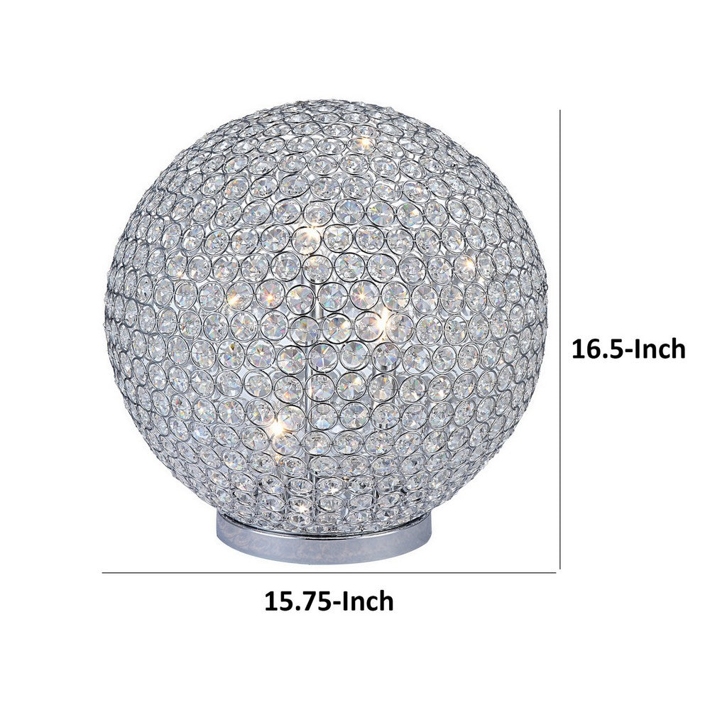 Hazel 17 Inch Table Lamp, Crystal, LED Globe Shade, Metal,  Clear Finish
