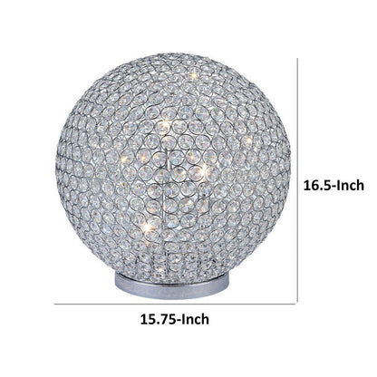Hazel 17 Inch Table Lamp, Crystal, LED Globe Shade, Metal,  Clear Finish
