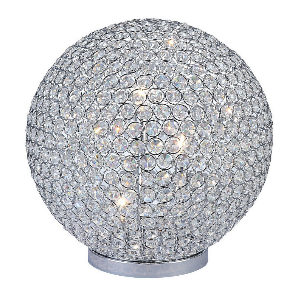Hazel 17 Inch Table Lamp, Crystal, LED Globe Shade, Metal,  Clear Finish