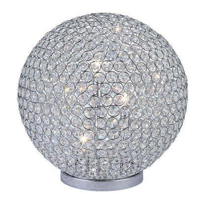 Hazel 17 Inch Table Lamp, Crystal, LED Globe Shade, Metal,  Clear Finish