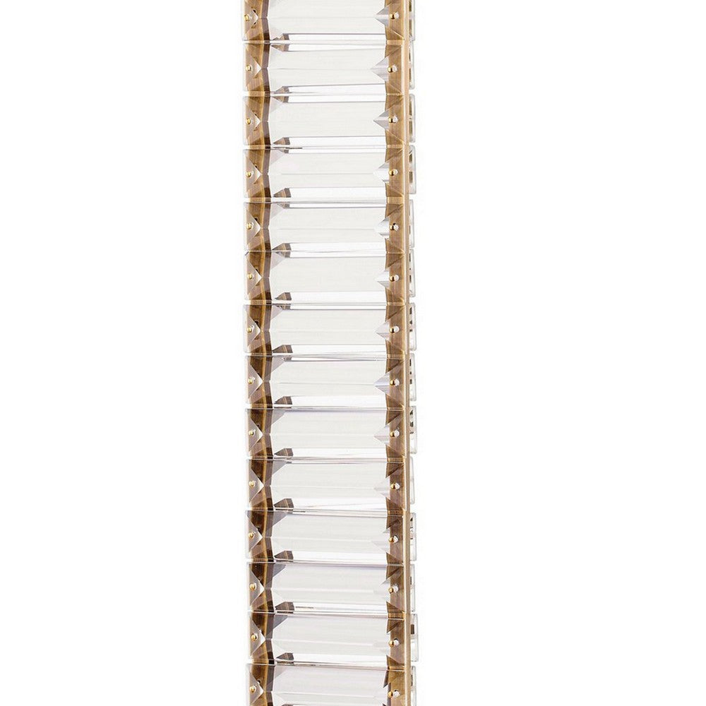 Lizy 24 Inch Tall, Thin Table Lamp, Crystal, LED Metal Frame, Antique Brass