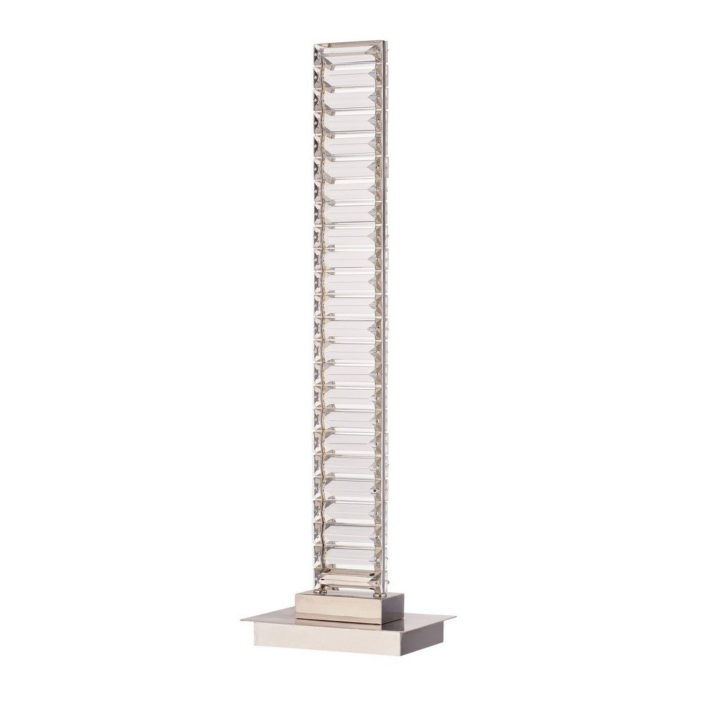 Lizy 24 Inch Table Lamp with Crystal, LED Metal Frame, Nickel Finish