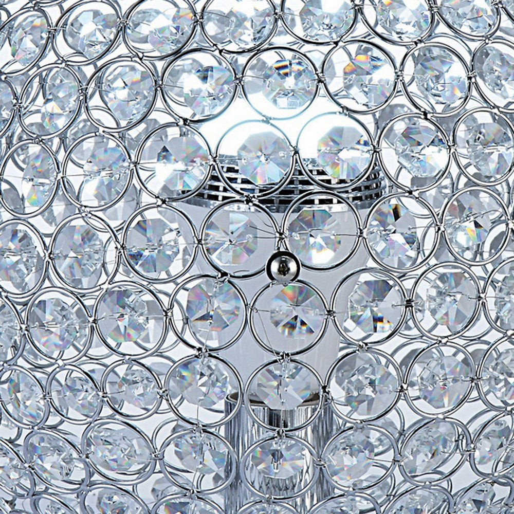 Hazel 13 Inch Table Lamp, Crystal, LED Globe Shade, Metal, Clear Finish