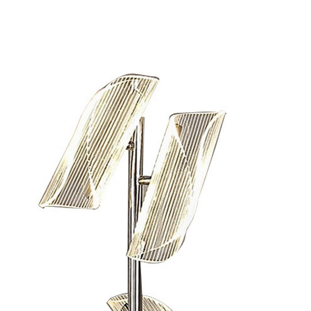 Spark 62 Inch Floor Lamp, 3 Cylindrical Glass Shades, Bright Nickel, Silver