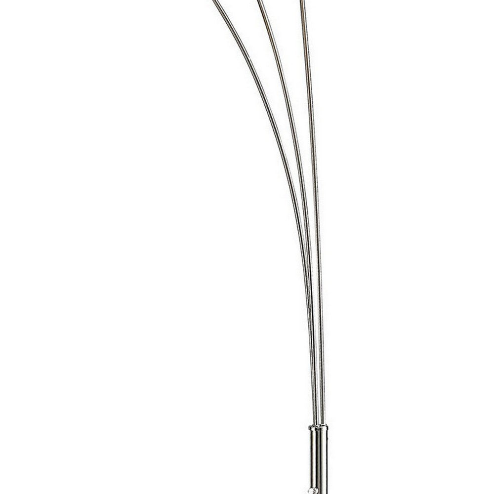 92 Inch 3 Arm Arc Floor Lamp with Modern Round Metal Base, Silver Finish