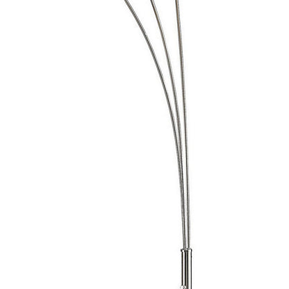 92 Inch 3 Arm Arc Floor Lamp with Modern Round Metal Base, Silver Finish