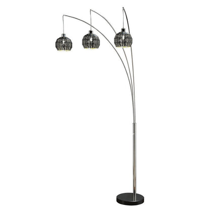 92 Inch 3 Arm Arc Floor Lamp with Modern Round Metal Base, Silver Finish