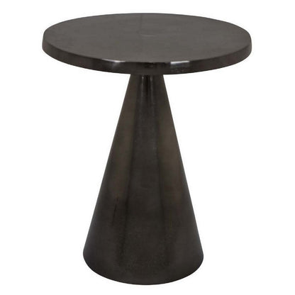 Riot 19 Inch Plant Stand Table, Round Top, Triangle Pedestal, Metal, Black