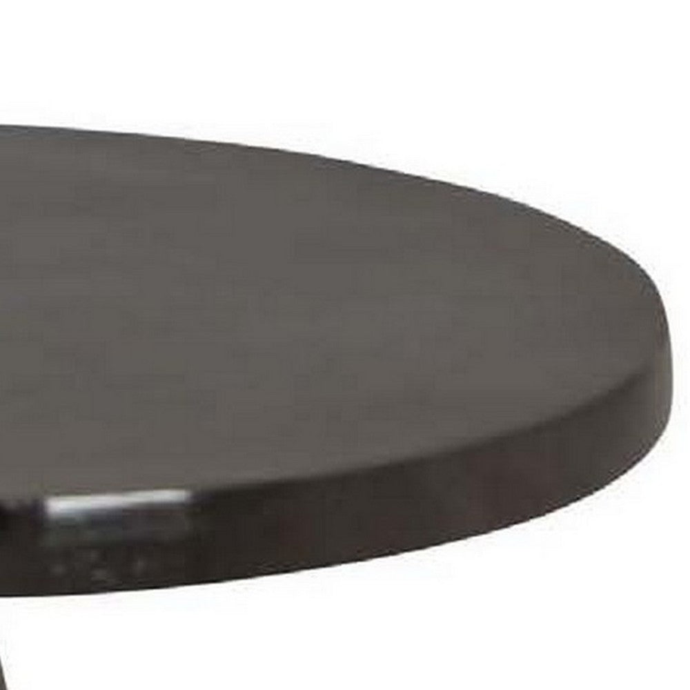 Riot 19 Inch Plant Stand Table, Round Top, Triangle Pedestal, Metal, Black