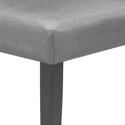 Brandon 46 Inch Bench, Black Wood Frame, Gray Fabric Upholstery