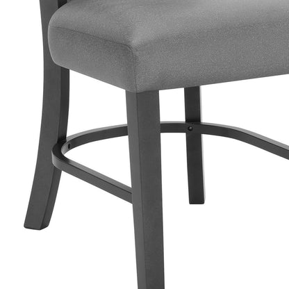 Brandon 24 Inch Side Chair Set of 2, Gray Fabric Upholstery, Curved Back