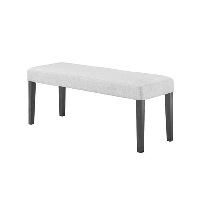 Brandon 46 Inch Bench, Wood Frame, Soft Cushion, White Fabric Upholstery