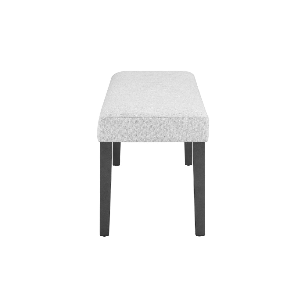 Brandon 46 Inch Bench, Wood Frame, Soft Cushion, White Fabric Upholstery