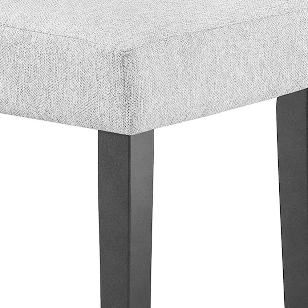Brandon 46 Inch Bench, Wood Frame, Soft Cushion, White Fabric Upholstery