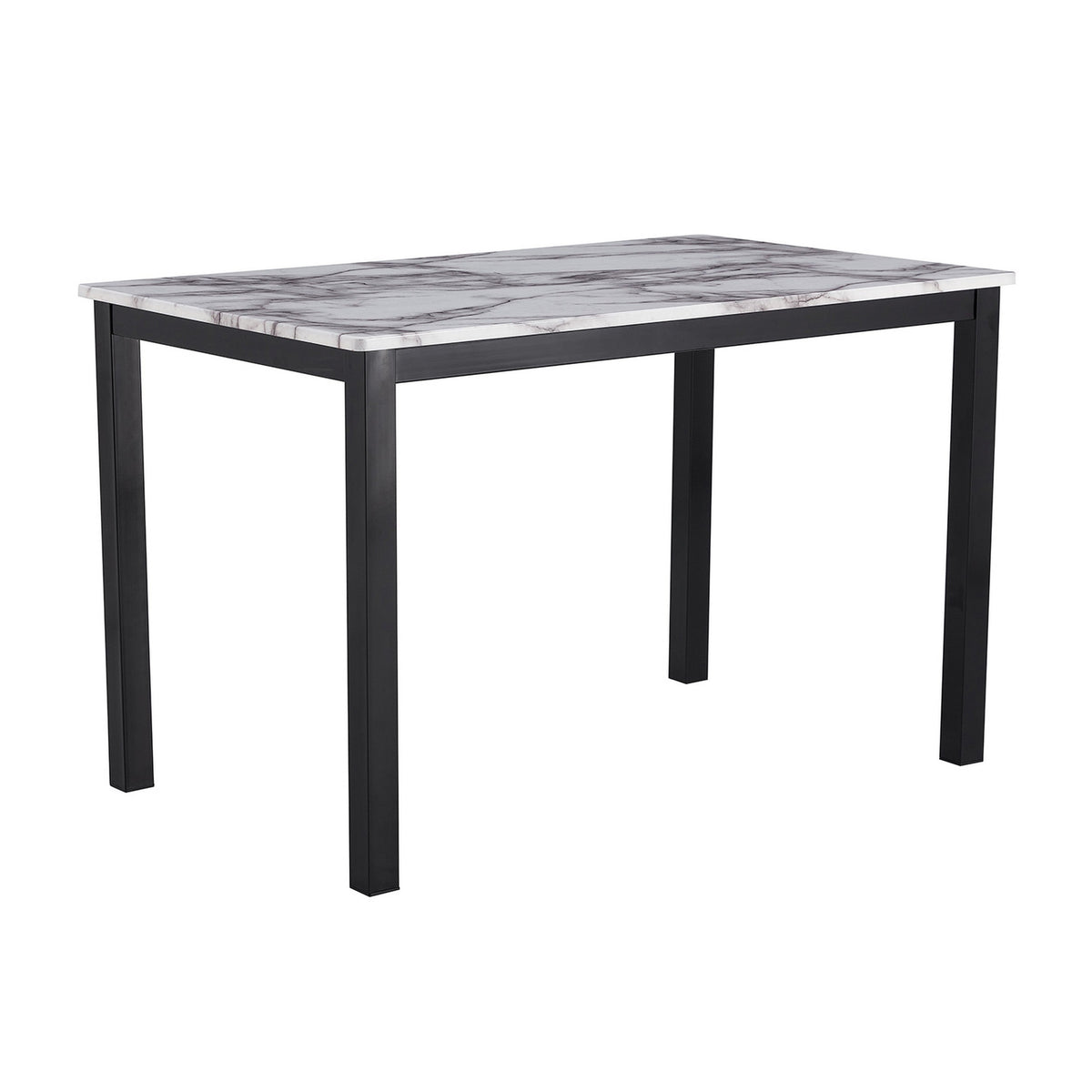 Riley 5 Piece Dining Table Set, Wood, 4 Chairs, White Fabric Upholstery