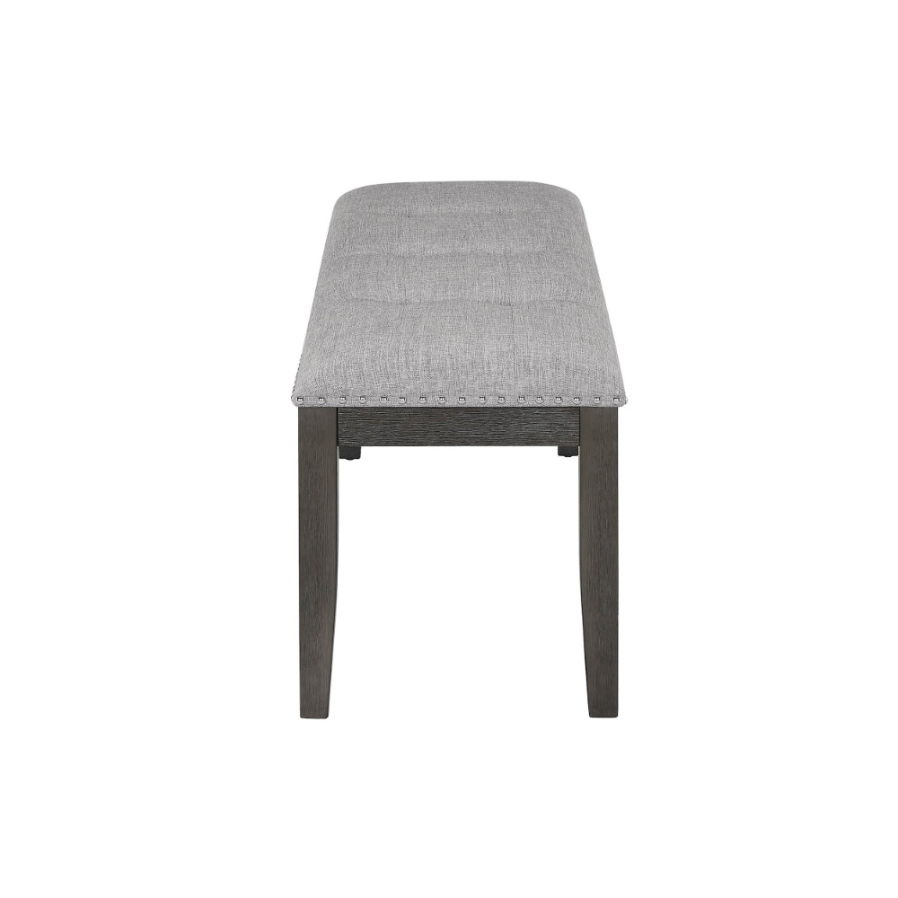 Amber 48 Inch Bench, Fabric Upholstery, Cushioned Wood Frame, Gray