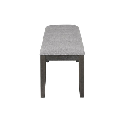 Amber 48 Inch Bench, Fabric Upholstery, Cushioned Wood Frame, Gray