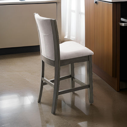 Brandon 25 Inch Counter Height Chair Set of 2, Fabric Upholstery, Gray