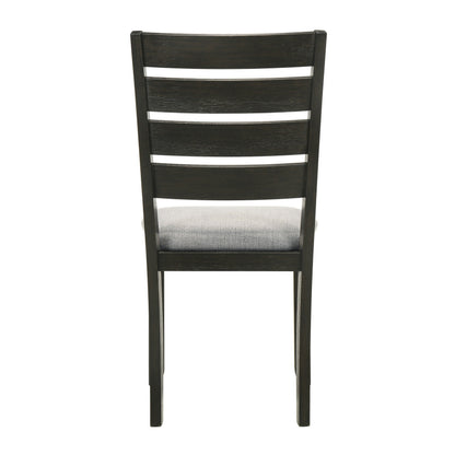 Woodlands 22 Inch Side Chair Set of 2, Soft Gray Fabric Seat, Brown Wood