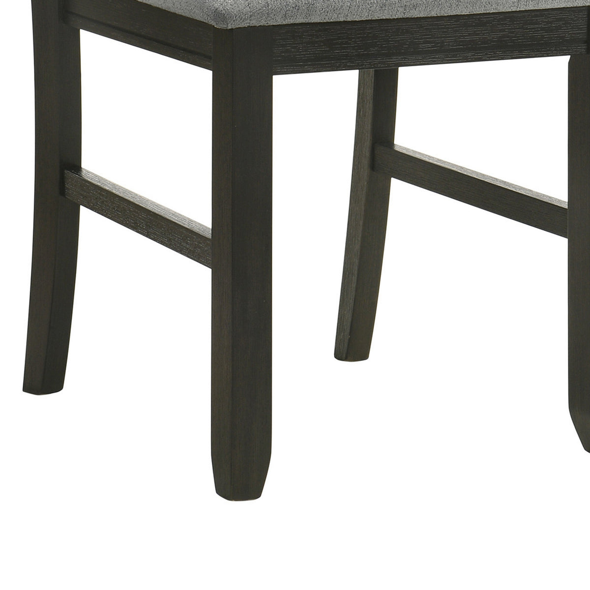 Woodlands 22 Inch Side Chair Set of 2, Soft Gray Fabric Seat, Brown Wood