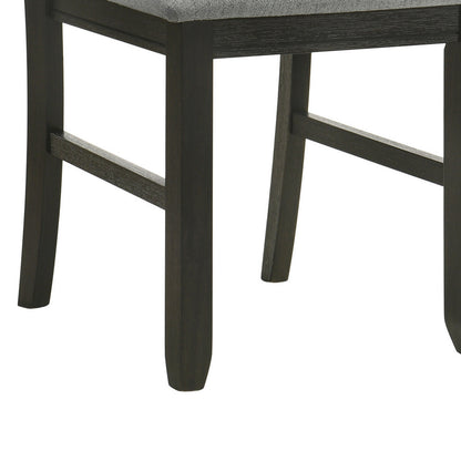 Woodlands 22 Inch Side Chair Set of 2, Soft Gray Fabric Seat, Brown Wood
