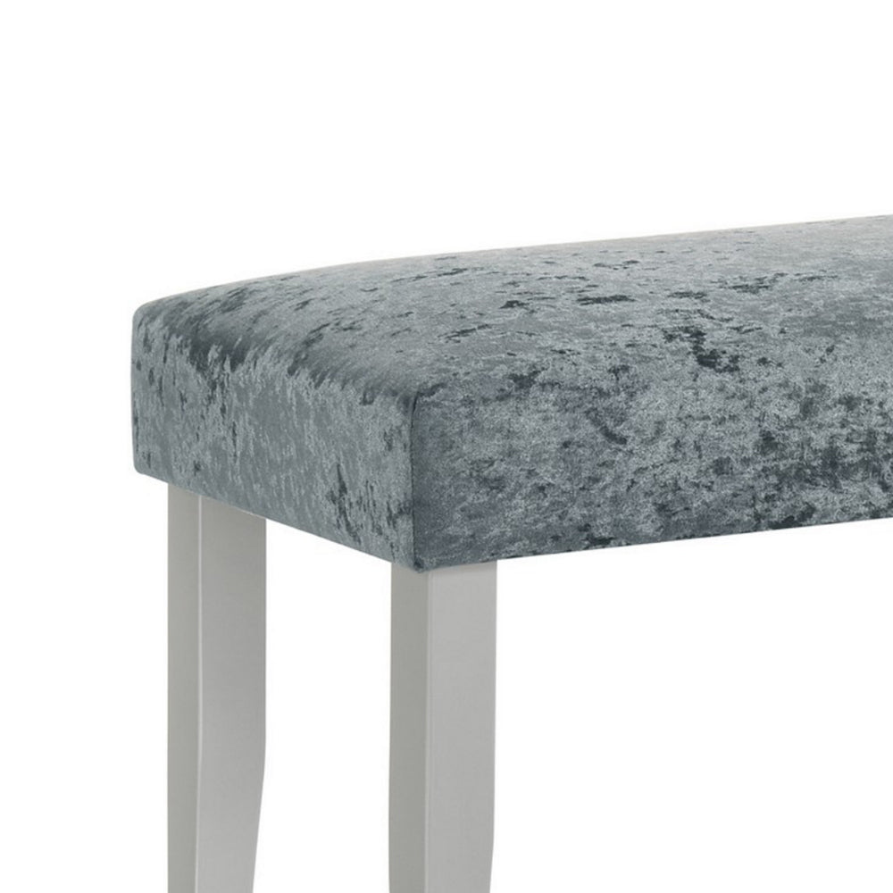 Liam 48 Inch Dining Bench, Wood, Cushioned Gray Fabric Upholstered Seat