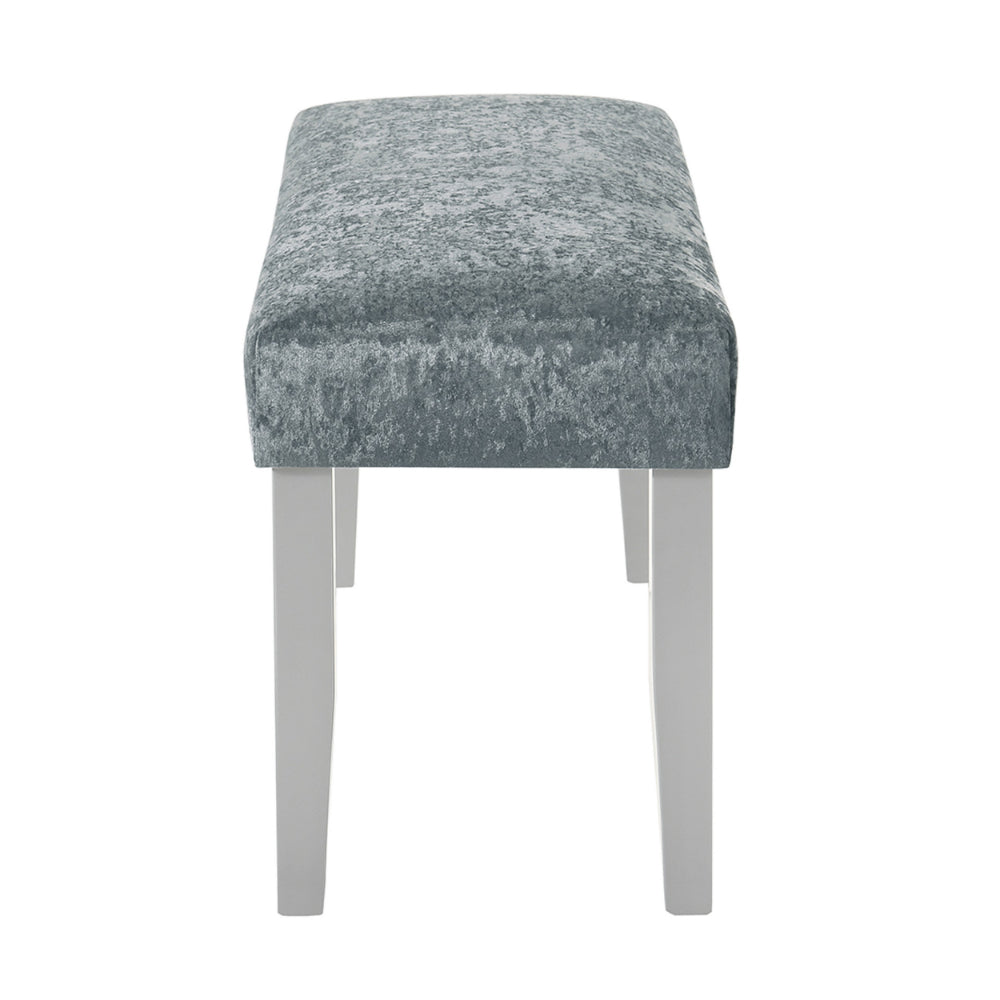 Liam 48 Inch Dining Bench, Wood, Cushioned Gray Fabric Upholstered Seat